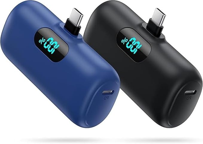 [2 Pack]Small Portable Charger for iPhone 17/16/15 Series5000mAh 3A PD USB C Power Bank Mini Travel Essentials Battery Pack for iPhone 17/17 Pro/16/16 Plus/16 Pro/15 Pro MaxSamsungAndroid/LG etc
