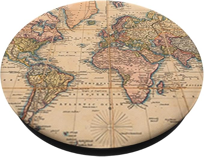 Vintage Travel World Map Design Travel Globe Background PopSockets Adhesive PopGrip