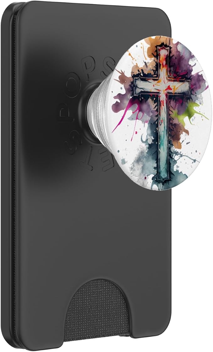 Christian Cross Watercolor Illustration PopSockets Adhesive PopGrip