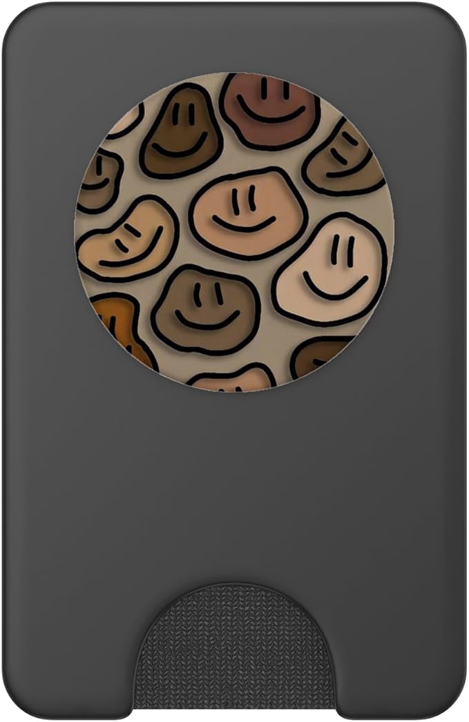 Trippy Liquid Swirl Dripping Art Aesthetic Beige Smile face PopSockets Adhesive PopGrip