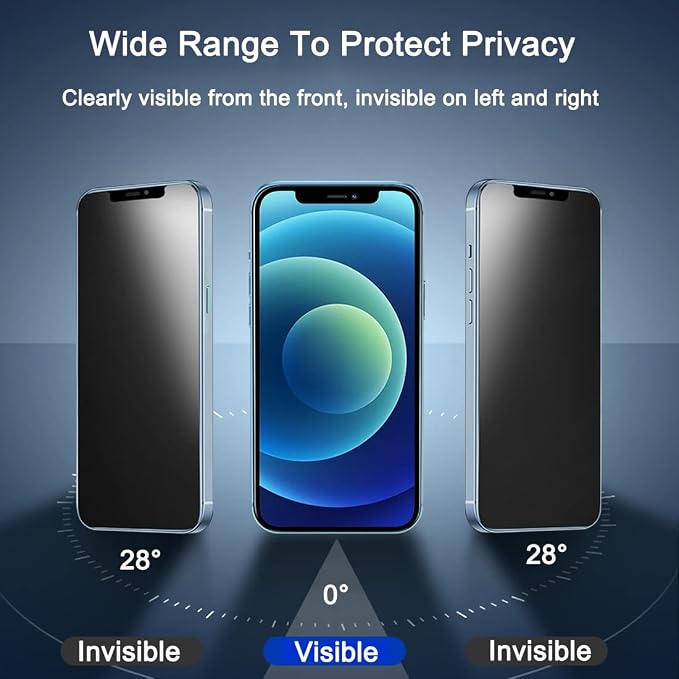 [2 Pack Compatible with iPhone 12 and 12 Pro 6.1 Matte Privacy Screen Protector 9H Super Hardness Scratch Resistant Anti-Fingerprint Tempered Glass Film Rounded Edge Full Coverage