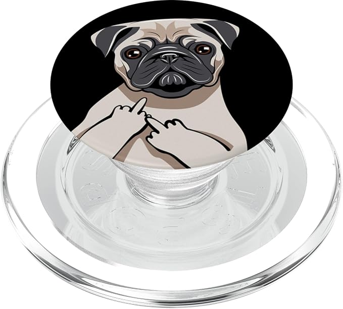 Middle Finger Pug Socket Grip Gift PopSockets PopGrip: Swappable Grip for Phones &amp Tablets PopSockets Adhesive PopGrip