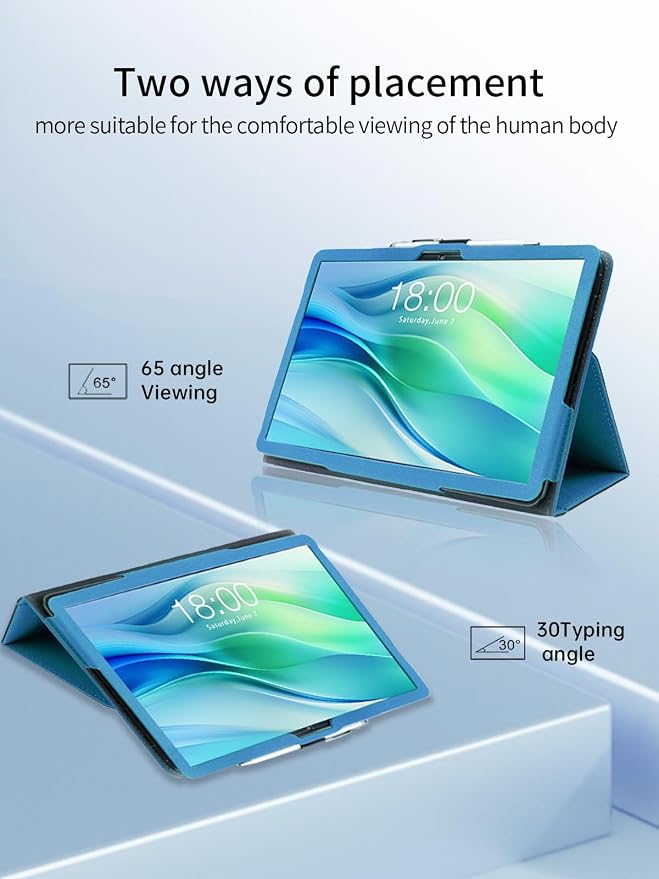 Case for FEONAL Android 14 Tablet 11 inch Tablets11 inch TabletUYRUREL Leather Slim Folding Stand Cover with Hand Strap Magnet for Men Women Full ProtectionBlack.