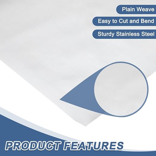 uxcell 500 Mesh 118" x 10" Woven Wire Mesh, 316 Stainless Steel Air Vent Filter