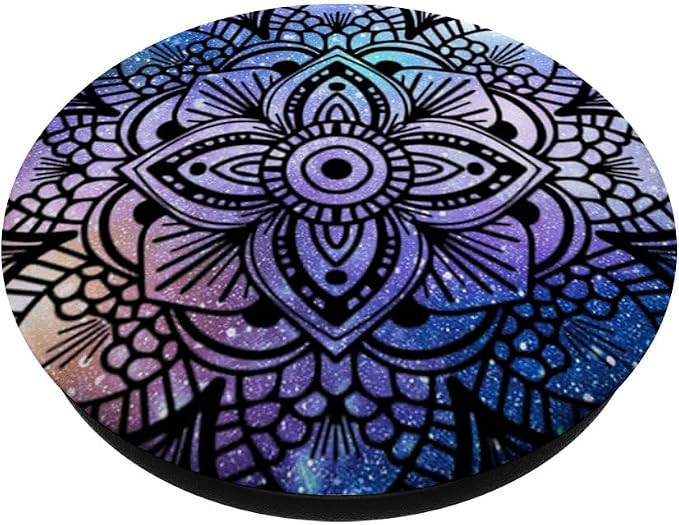 Trendy Purple Teal Flower Mandala Design Background PopSockets PopGrip: Swappable Grip for Phones &amp Tablets