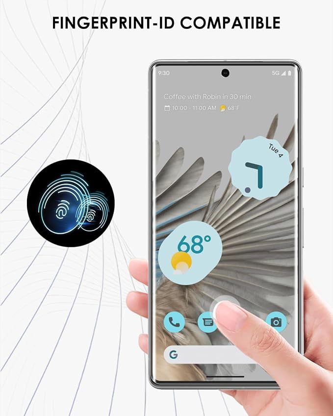 [3 Pack Pixel 7 Pro Screen Protector Tempered Glass [UV Set] Edge to Edge Full Screen Adhesive [Scratch Repair] Sensitive Touch Fingerprint-ID Compatible