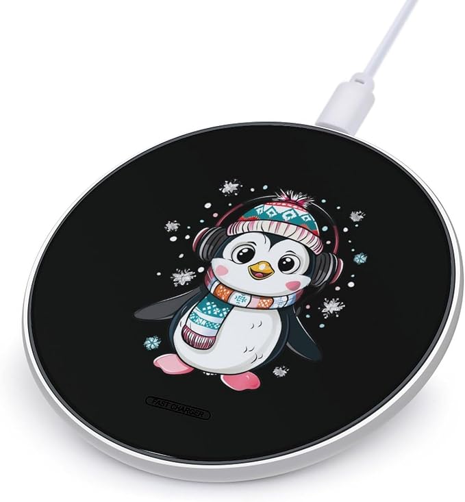 Cute Penguins Wireless Charger SlimWireless Charging Pad Anti-Slip Charger Mat for Men Women