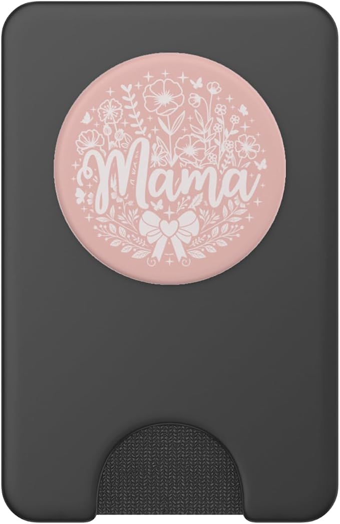 Baby Pink Heart Mama Bow Minimalist Floral Wildflower Mama PopSockets Adhesive PopGrip