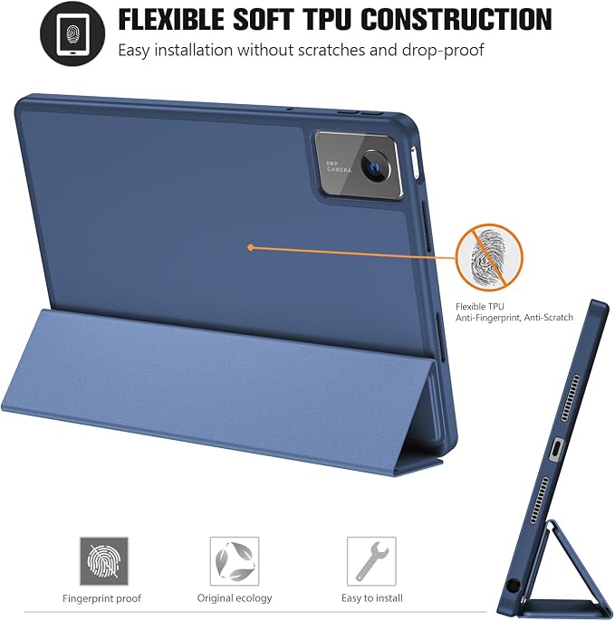 ProCase Full-Edge Case for Lenovo Idea Tab 11 2025 &amp Tab K11 Gen 2 | Slim Trifold Stand Cover with Shockproof TPU Back Pencil Holder &amp Full Protection - Black