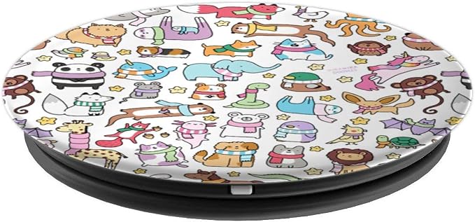 Cute Animals Doodles PopSockets PopGrip: Swappable Grip for Phones &amp Tablets PopSockets Adhesive PopGrip