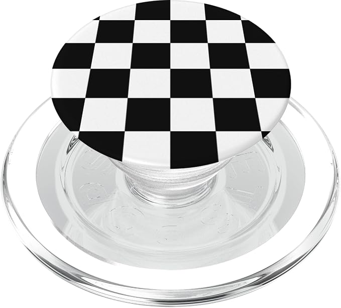 Checkerboard Black and White Print Checkered for Boys Men PopSockets Adhesive PopGrip