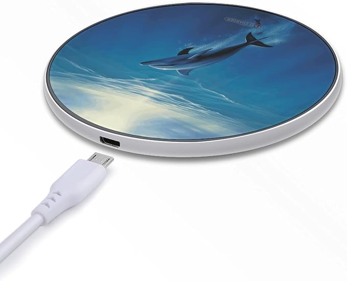 Dolphin in The Ocean Wireless Charger Fast Charging Pad | Anti-Slip Qi Certified Wireless Charging Pad for All Phones with Wireless Charging Function for Home Office Travel