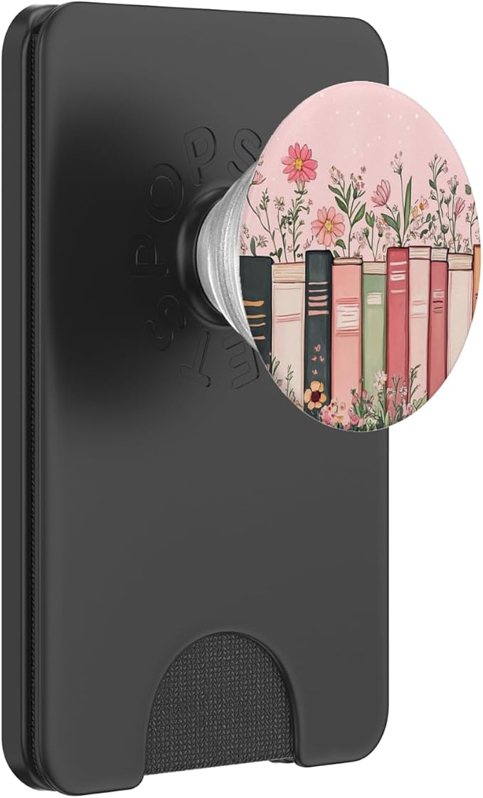 Pink Book Theme Floral Girly Book Lover Flowers PopSockets PopWallet for MagSafe