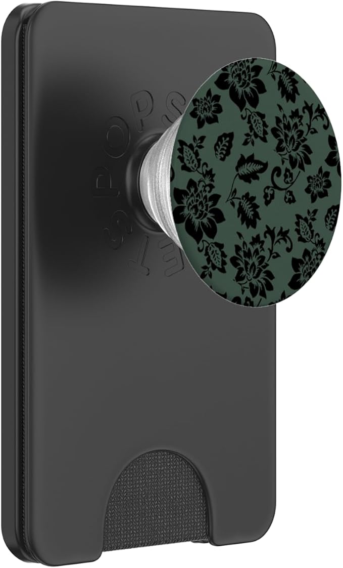 Black Hunter Green Floral PopSockets Adhesive PopGrip