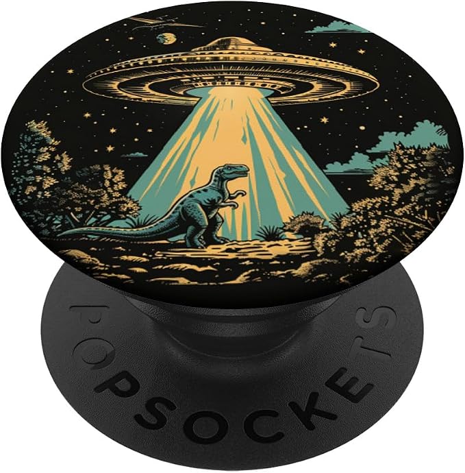 Alien Lover Flying Saucer UFO Abduction Dinosaur PopSockets Adhesive PopGrip