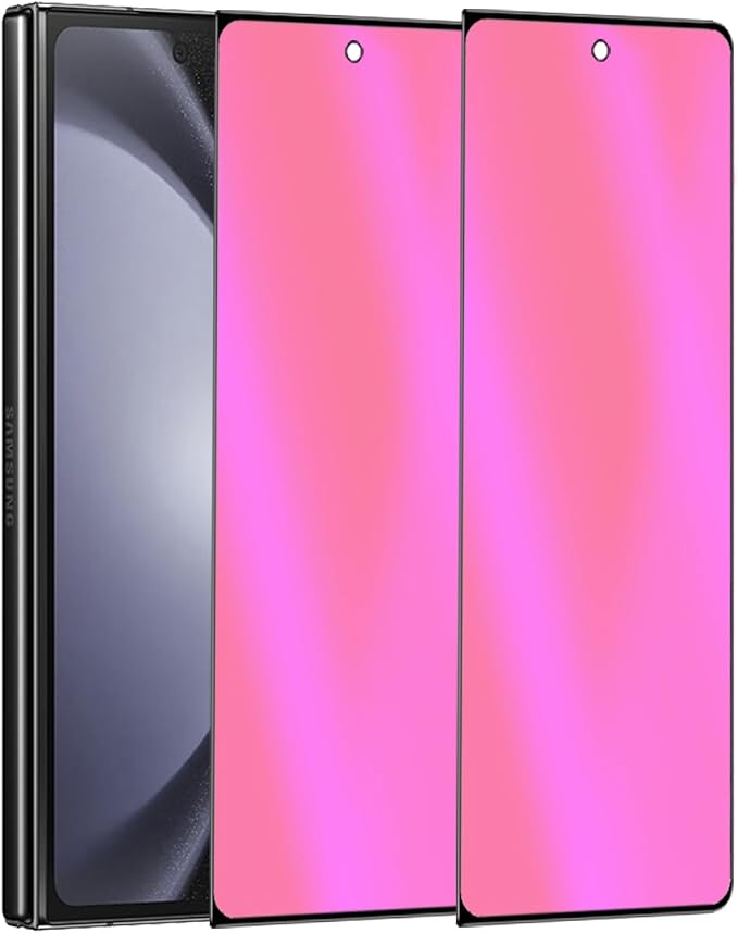 2 Pack Outer Anti-Blue Privacy Tempered Glass For Samsung Galaxy Z Fold 5 / Z Fold 4 Front Mirror Anti-Spy Screen Protector Anti-Peeping Full Covered Film Electroplated Blue