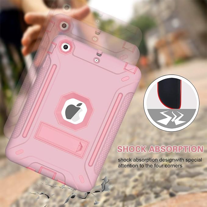 MAKEIT CASE iPad Mini Heavy Duty Hybrid Shockproof Protective Case - Full-Body Rugged Silicone and PC Hard Case With Kickstand for iPad Mini 1/2/3