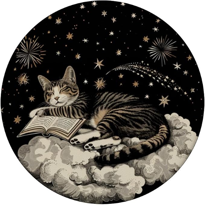 Cat Reading Book PopSockets Adhesive PopGrip