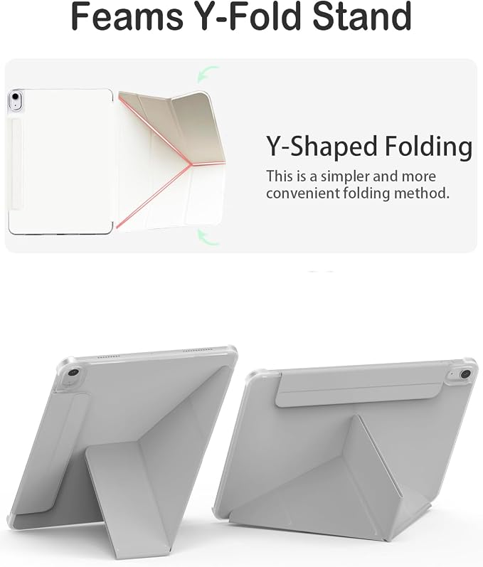 Feams Y Fold Folio for iPad A16 11th Generation Case 11 Inch 2025 iPad 10th Generation Case 10.9 Inch 2022 Y-Shaped Stand Magnetic Attachment Back Cover with Magnetic Clasp &amp Auto Sleep Black
