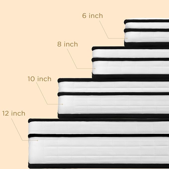 Hybrid Queen Size Mattress, 12 Inch-Medium Firm Feel, Mattress in a Box, Individual Pocketed Springs for Motion Isolation, Cooling & Soft Fabric, Pressure & Back Pain Relief, Strong Edge Support