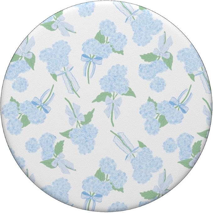 Preppy Coquette Hydrangeas and Bows in Pastel Blue PopSockets PopGrip for MagSafe