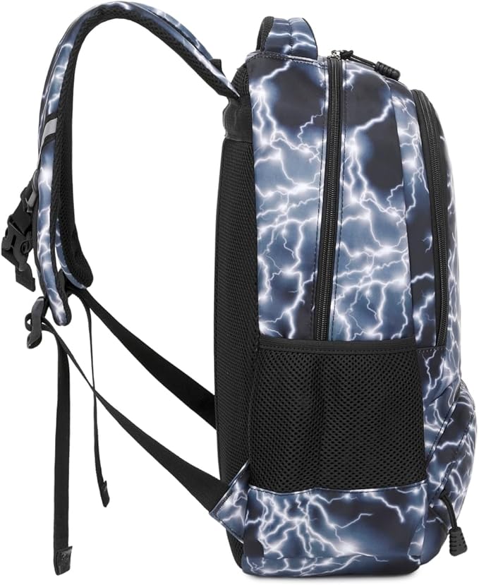 BABUN Backpack for Boys Middle Elementary Set for Kids Bookbag Lightning Laptop School Bags Waterproof With Lunch Box Bag (2-Black)