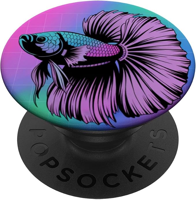 Cyberpunk Aquarium Halfmoon Betta Fish Vaporwave Aesthetic PopSockets PopGrip for MagSafe