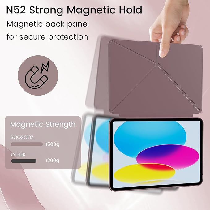 Case for iPad A16 11th/10th Generation 11/10.9 inch Black | Magnetic Attachment Slim Soft TPU Protective Case Multi Angles Hidden Pencil Holder Shockproof Frame Auto Wake/Sleep