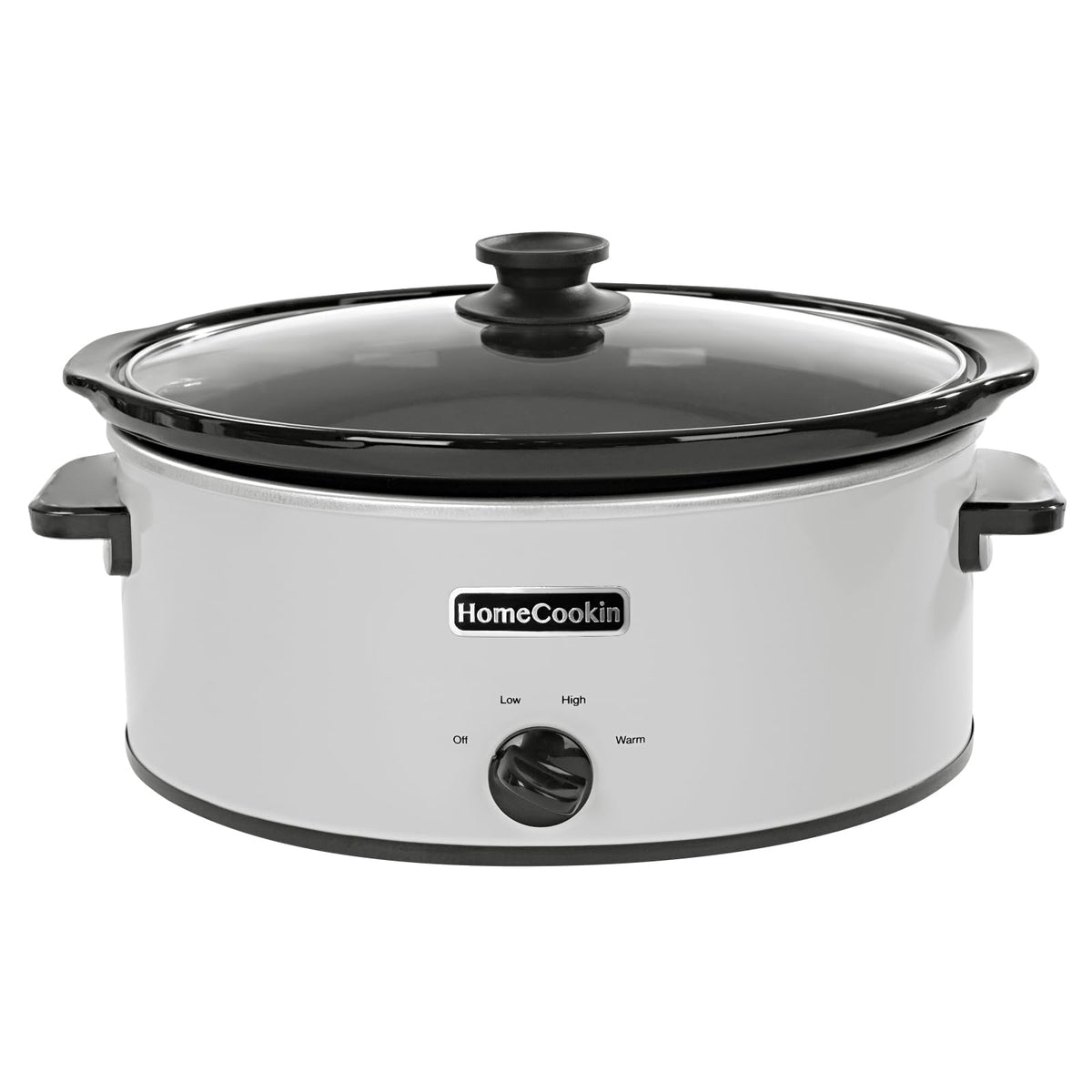 HOMECOOKIN 7 Quart Slow Cooker Oval Manual Pot Food Warmer with 3 Cooking Settings, Black Stainless Steel