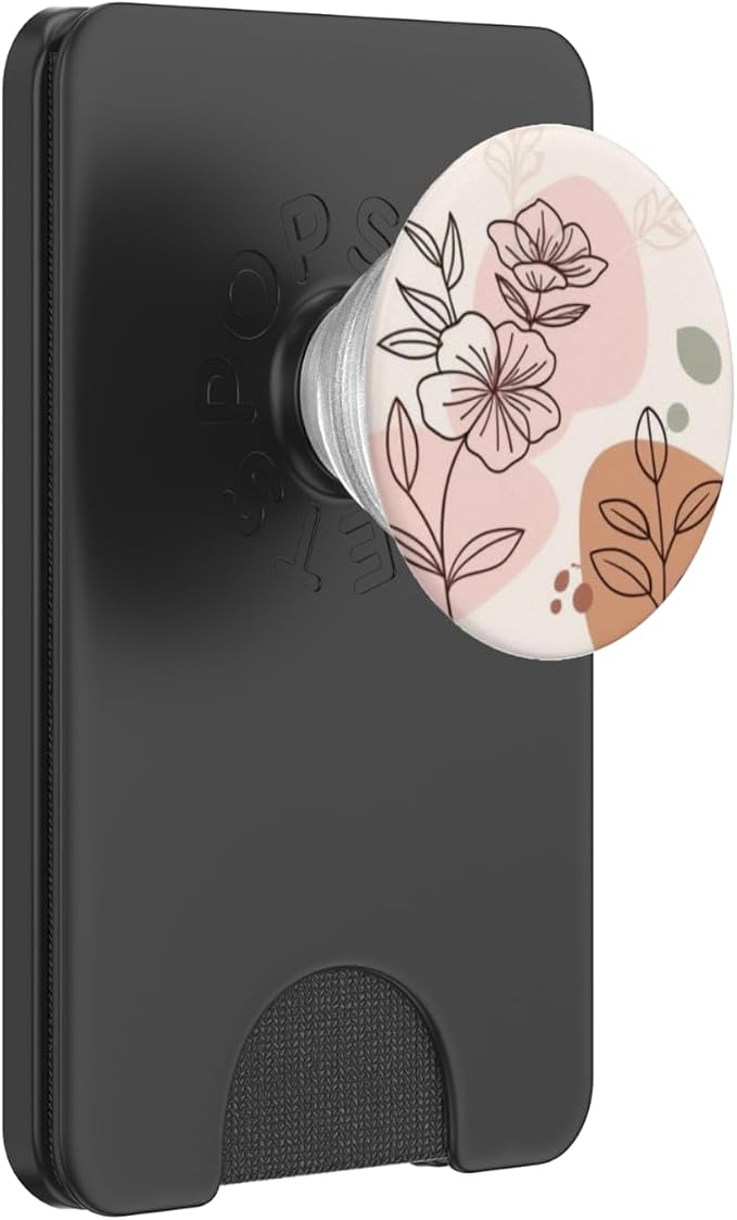 Peach Abstract Floral Line Art PopSockets Adhesive PopGrip