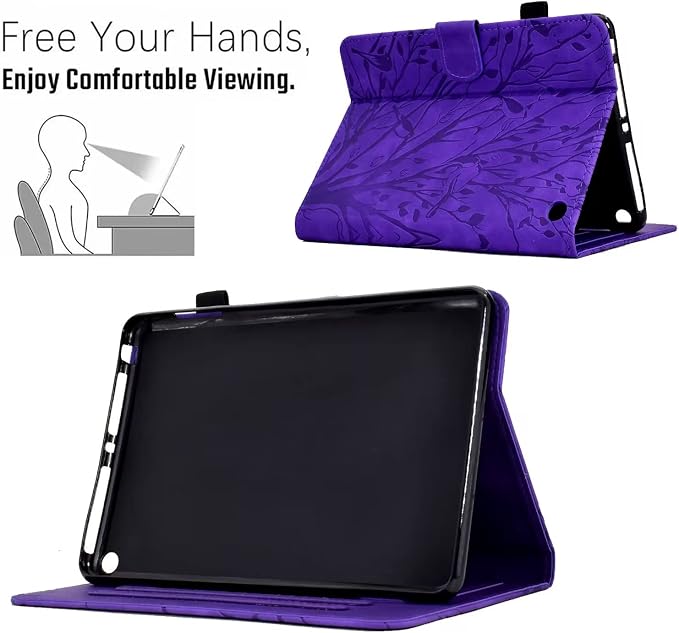 Case for Amazon Fire HD 8 &amp 8 Plus (12th/10th Generation 2024/2022/2020 Release) Pen Holder Premium PU Leather Stand Cover with Smart Auto Wake/Sleep Green Tress