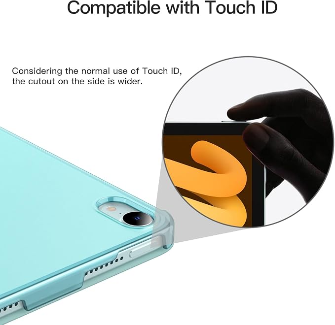 JETech Case Cover for iPad mini A17 Pro/6th Gen (2024/2021) Blue | Slim Translucent Back Design Tri-Fold Stand Auto Wake/Sleep Lightweight Shockproof Protection