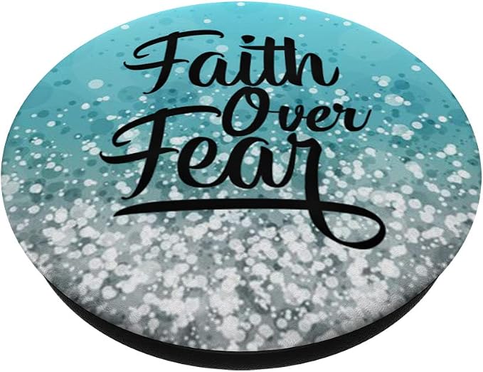 Black Faith Over Fear On a White ight Blue PopSockets Adhesive PopGrip
