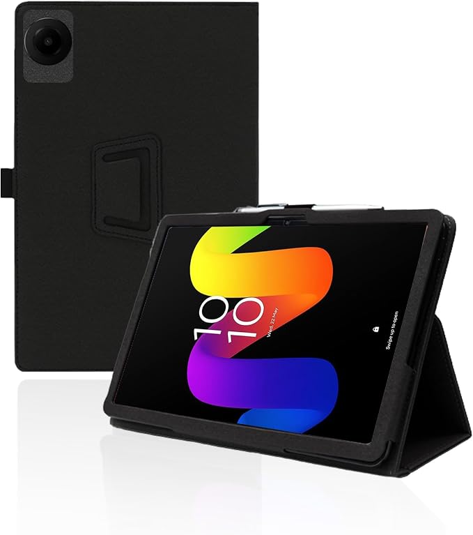 Case for TCL TAB 8 Gen 2 8.7 inchFolding Stand ProtectiveBOVUGAC Case Cover with Pencil HolderWrist StrapFull ProtectionPremium PUScratch Resistant(Black)