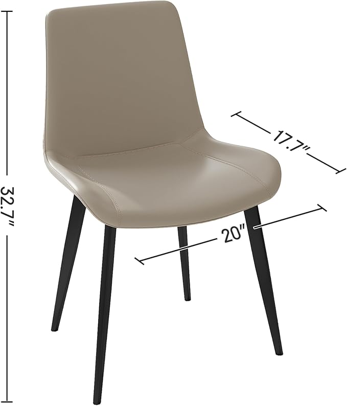 Dining Chairs, Modern PU Leather Dining Room Chair with Sturdy Metal Legs, Upholstered Seat Dinner Chairs Accent Side Chairs for Indoor Kitchen Living Room Restaurant Cafe (Cream, Set of 4)