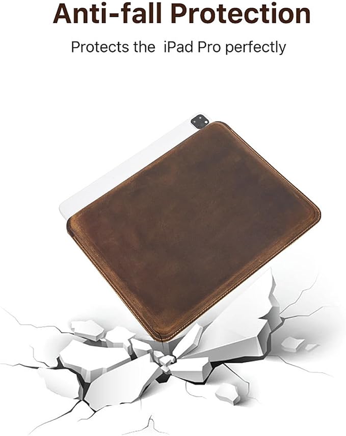 Top Grain Leather 12.9 Tablet Sleeve Slim Protector Vintage Design Fully Handmade Compatible with 12.9 iPad Pro 3/4/5/6 Gen Fits A2233 A2069 A2378 A2379 A2461 A2462 Coffee 12.9 Inch