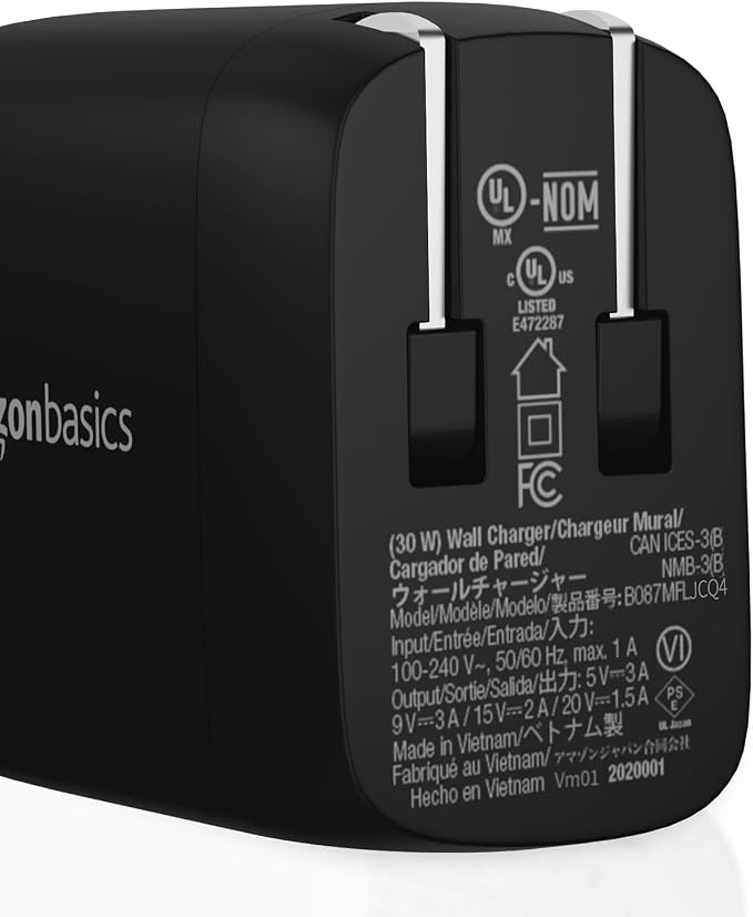 Amazon Basics 68W Two-Port GaN Wall Charger with 1 USB-C (60W) &amp 1 USB-A Ports (18W) with PD for Laptops Tablets &amp Phones (iPhone 16/15/14/13/12/11/X iPad MacPro Samsung More) Non-PPS B