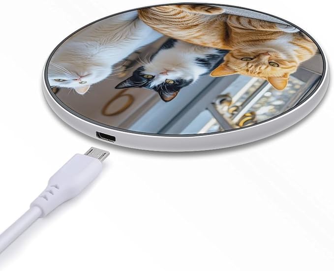 Cat-jpg Wireless Charger Fast Charging Pad | Anti-Slip Qi Certified Wireless Charging Pad for All Phones with Wireless Charging Function for Home Office Travel