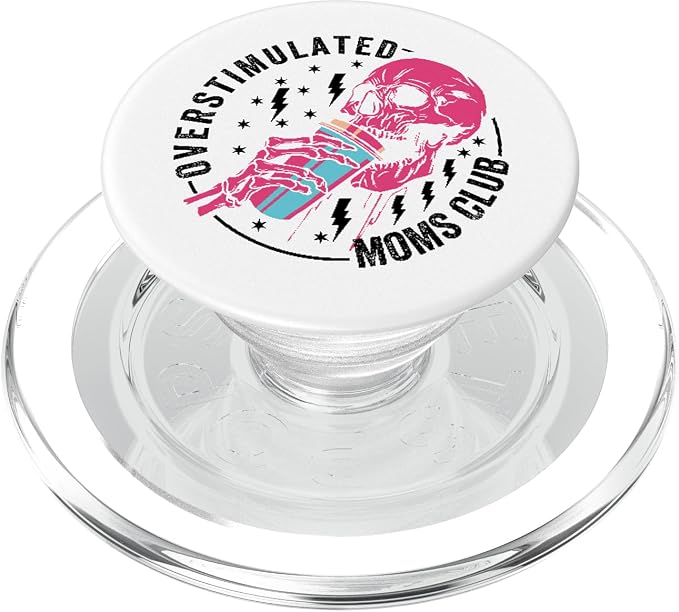 Funny Mom - Mommy Jokes - Family Vacation Trips Overstimulated Moms Club PopSocket Adhesive PopGrip for iPhone 11 in Black