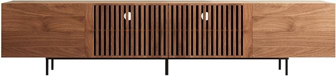 NessCarsti Mid Century Modern TV Stand for 80+ Inch TVs, 94.48" Walnut Console with Ample Storage – Stylish Entertainment Center for Living Room or Bedroom