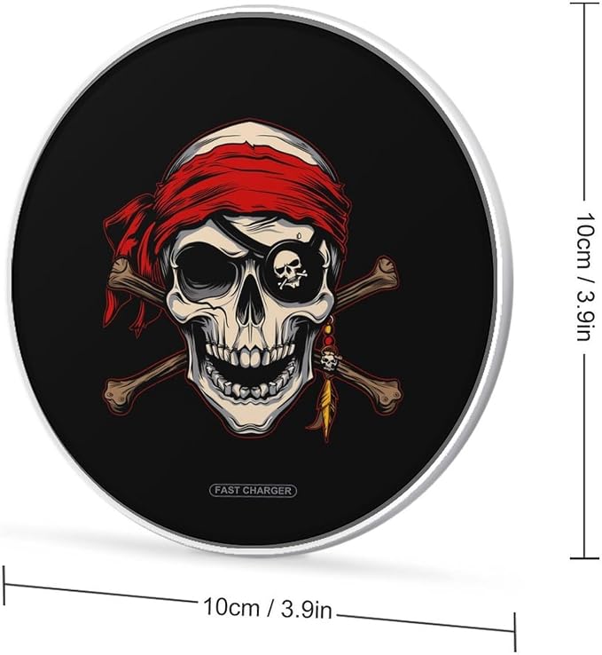 Jolly Roger Piratees Skull Wireless Charger SlimWireless Charging Pad Anti-Slip Charger Mat for Men Women