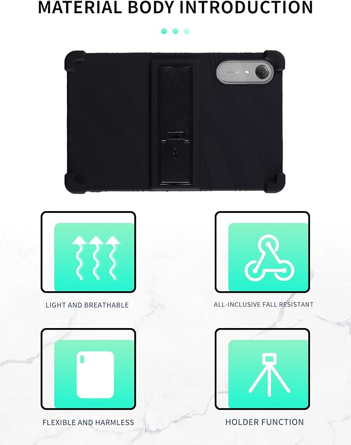 Case for Lenovo Idea Tab Pro Gen 2WUNIAK Shock Proof Lightweight Stand Rubber Shell Protective CoverKids Friendly Soft Silicone Adjustable Stand CoverBlack