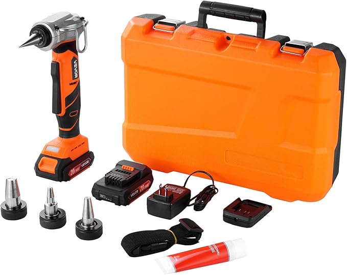 VEVOR Cordless Tube Expander, 20V Max Electric Tubing Expansion Tool for 1/2", 3/4", 1" PEX-A Pipes, 22000RPM Pipe Expander with 3 Expanding Head, 2pcs 2AH Battery, Fast Charger & Carrying Case