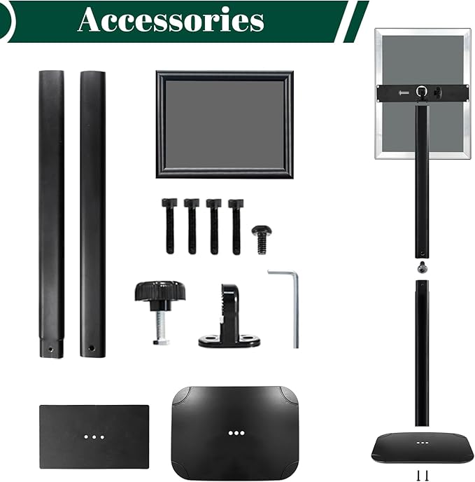 Mutualsign 3Pcs Heavy Duty Pedestal Sign Holder for Display, 8.5 x 11 inches Adjustable Floor Standing Sign Holder with Weighted Base ,Sign Stand for Indoor/Outdoor Advertising，Black