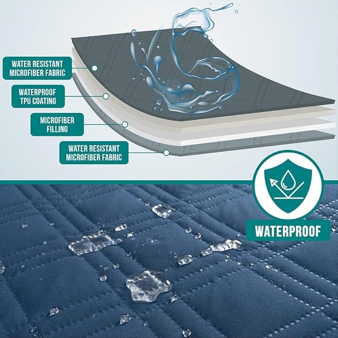 PetAmi Waterproof Couch Cover for Dogs, Reversible Furniture Cover Sofa Protector for Pet Cat Bed, Washable Blanket Dog Cover for Couch Seat, 52x82 Blue