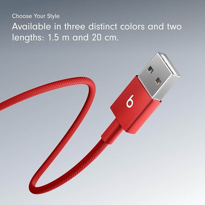 Beats 240W USB-C to USB-C Braided Cable Fast Charging Durable/Tangle Free Compatible with Apple and Android Devices (3 m/10 ft) – Bolt Black