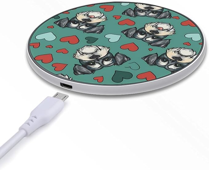 Cute Schnauzer Dog Wireless Charger Portable Charging Pad | LightweightAll Smartphone