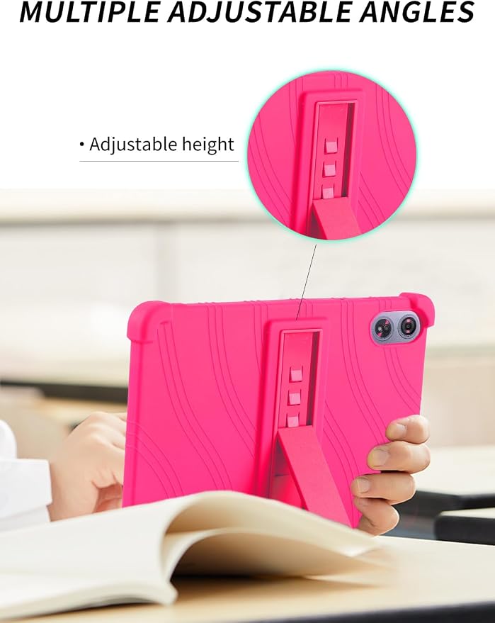 Case for Odea A12 Android 15 Tablets 12 Inch Tablet 2025- Soft Silicone Shock Proof Lightweight Stand Rubber Shell Protective CoverKids Friendly Soft Silicone Adjustable Stand CoverBlack