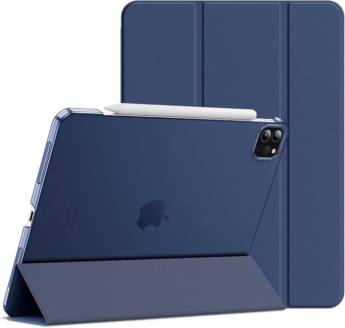 JETech Case Cover for iPad Pro 11 4/3/2 (2022/2021/2020) Black | Slim Translucent Back Design Tri-Fold Stand Auto Wake/Sleep Lightweight Shockproof Protection