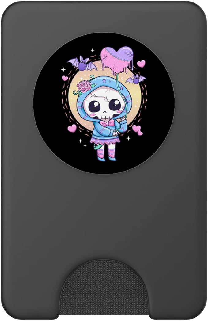 Kawaii Pastel Goth Cute Creepy Skeleton Skull Girl PopSockets Adhesive PopGrip